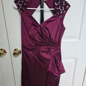 Maggy London Asymmetrical Dress in Rich Purple